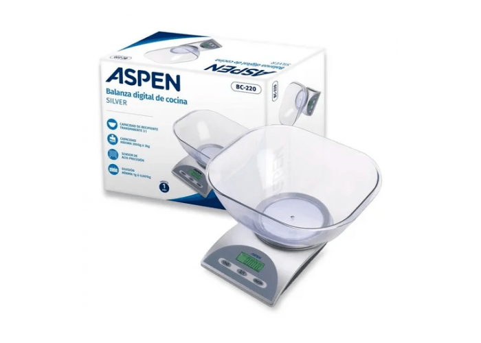 Balanza de cocina digital aspen bc 220 silver 3kg