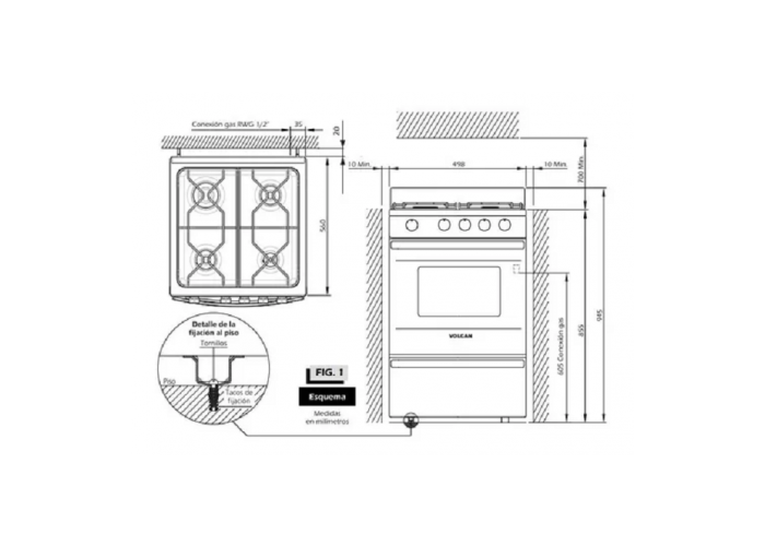 Cocina volcan blanca 87144 multigas