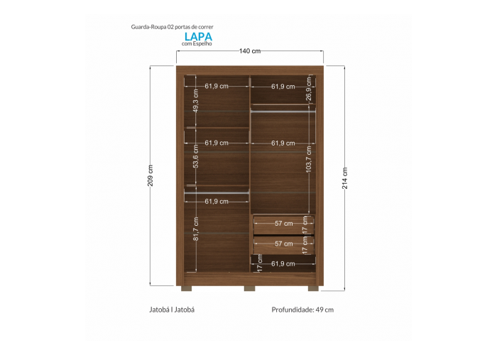Placard lapa 2 pts corredizas 2.14*1.40 (m0000684)