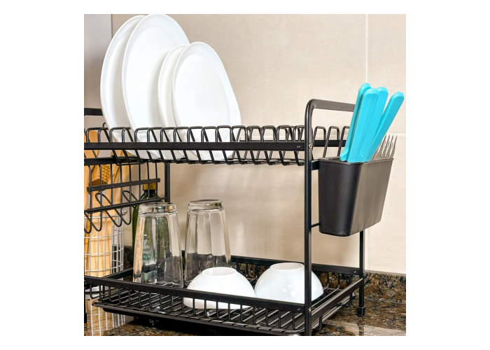Escurridor de platos family alum ngro 2 niveles (21322)