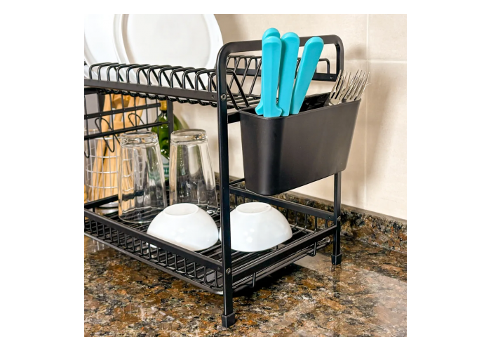 Escurridor de platos family alum ngro 2 niveles (21322)