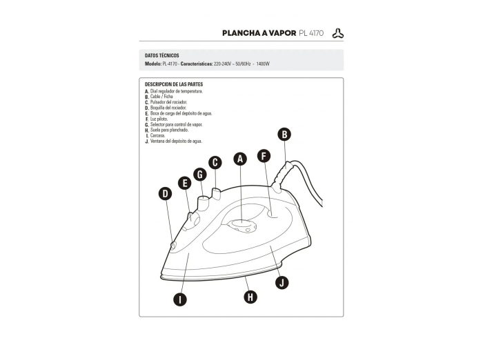 Plancha a vapor ultracomb pl 4170