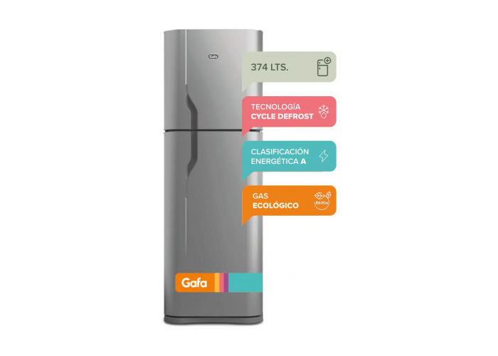 Heladera gafa plata gafa hgf388afp 374 lts