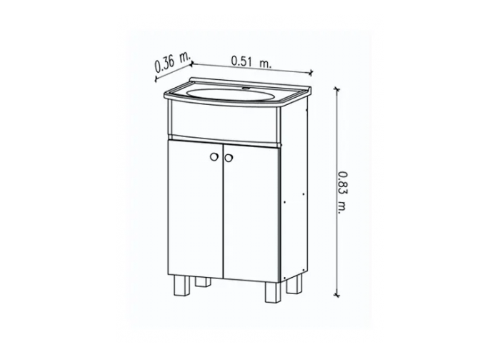 Vanitory laqueado con mesada 50 cm