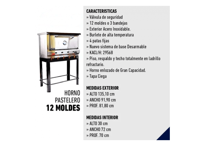 Horno pastelero 12 moldes