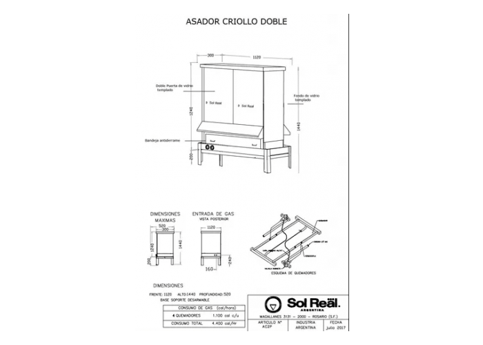 Asador criollo a gas ac2p