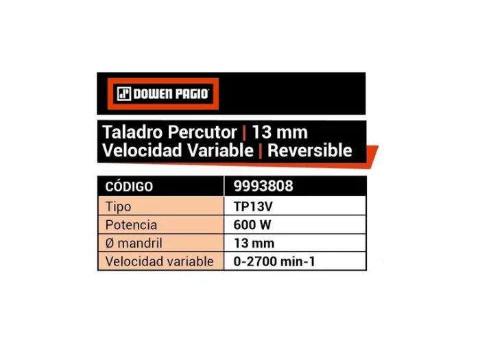 Taladro percutor13mm veloc. variable-reversible 9993808